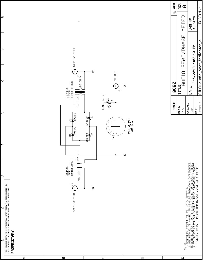 Schematic of Bob Miller's Audio Beat/Phase Indicator